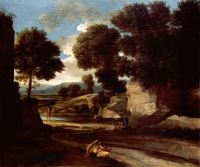 Nicolas Poussin Landscape with Travellers Resting Spain oil painting art